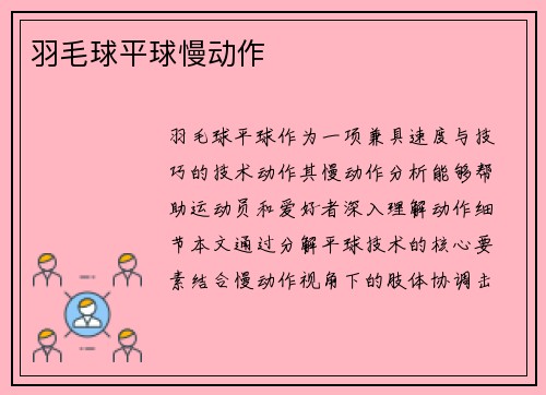 羽毛球平球慢动作